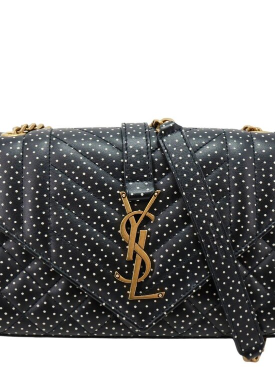 Yves Saint Laurent Handbags - Yves Saint Laurent  Envelope Polka Dot Chevron Leather Crossbody Bag Black